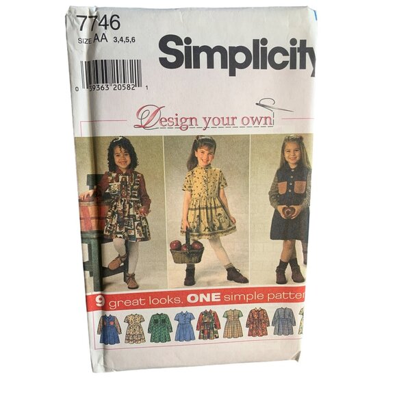 Simplicity Girls Dress Sewing Patter Sz 3-6 7746 - Uncut - Picture 1 of 9